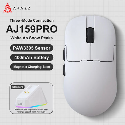 AJAZZ AJ159 APEX Wireless Gaming Mouse, Lightweight RGB Gaming Mouse with Magnetic Charging Dock, Bluetooth & 2.4GHz, Up to 30,000 DPI for PC & Laptop