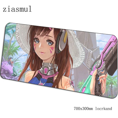 Alfombrilla gamer D.Va 70x30cm XL para ratón gaming, PC y portátil, tapete de escritorio bonito para juegos, regalo de Navidad para gamers, alfombrilla gamepad