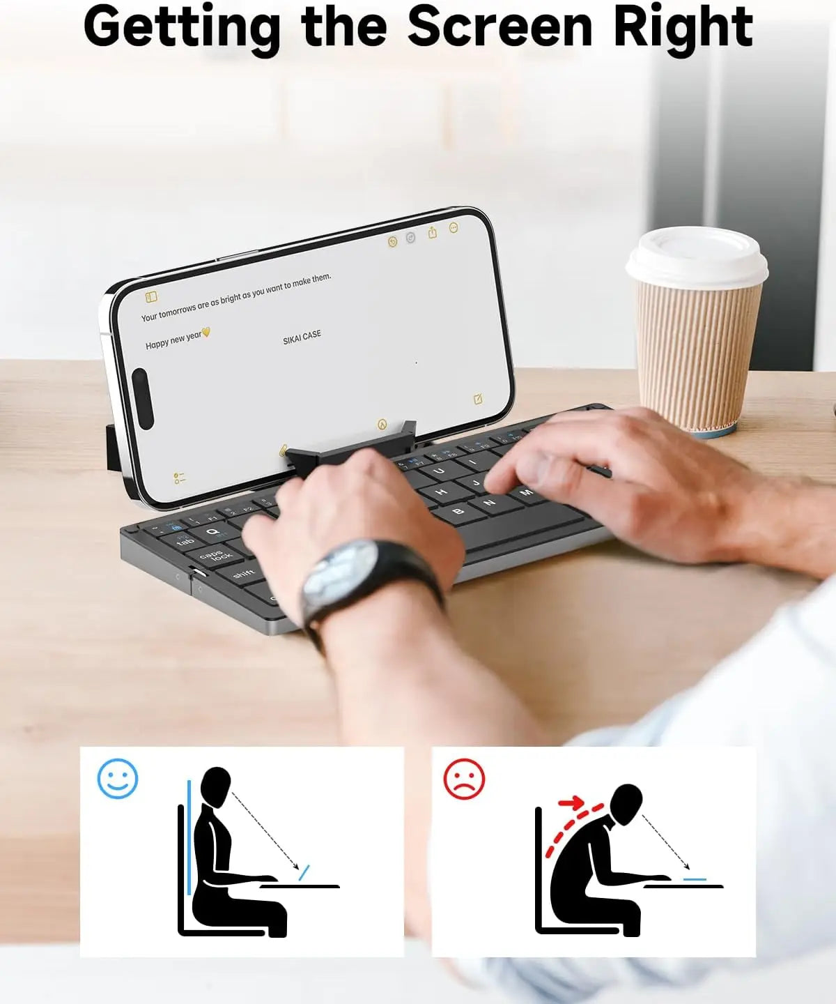 Teclado Dobrável Jomaa Bluetooth Recarregável para Portátil, iPad e Telemóvel – Mini Teclado Dobrável Portátil Bluetooth
