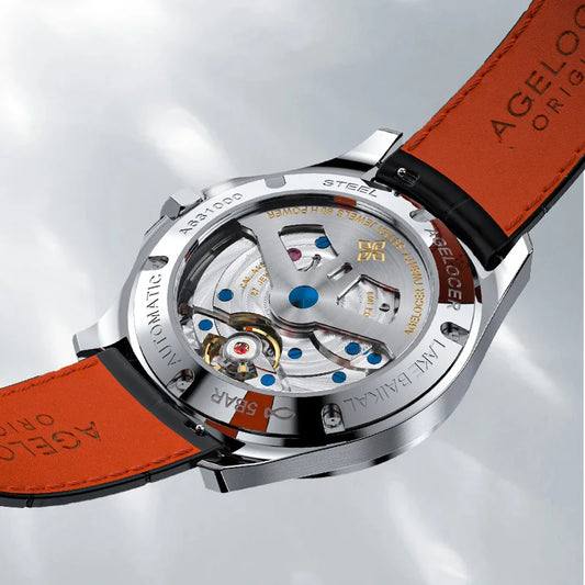 AGELOCER Original Baikal-horloge voor heren met grote kalender, zakelijk en formeel, automatisch mechanisch horloge, verjaardagscadeau voor heren