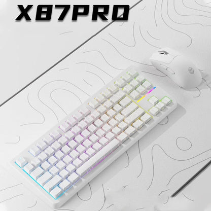EWEADN X87 Pro Ergonomics Keyboard Mechanical Kids Side Engraving Wireless Bluetooth Triple Gaming 2.4G RGB 87 Layout Customized
