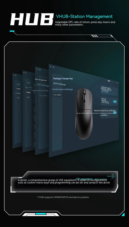 Ratón inalámbrico gaming VXE Dragonfly R1 Pro con sensor Paw3395, Nordic 52840, 2khz, Smart Speed X, baja latencia, para oficina y PC