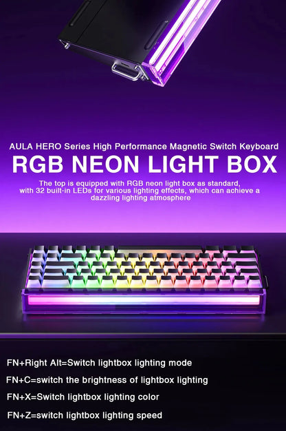 Tastiera AULA HERO 68HE con switch magnetici RGB, tastiera meccanica gaming Rapid Trigger, polling rate 8K, cablata, eSport personalizzata