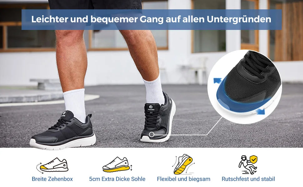 Scarpe da camminata FitVille da uomo, larghezza ampia, massima ammortizzazione, sneakers sportive leggere per alleviare il dolore da fascite plantare