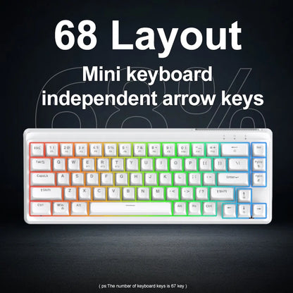 FREEWOLF M68SE Teclado mini con cable de 68 teclas, retroiluminación RGB, Type-C, diseño 68%, compacto para gaming, oficina, PC y portátil
