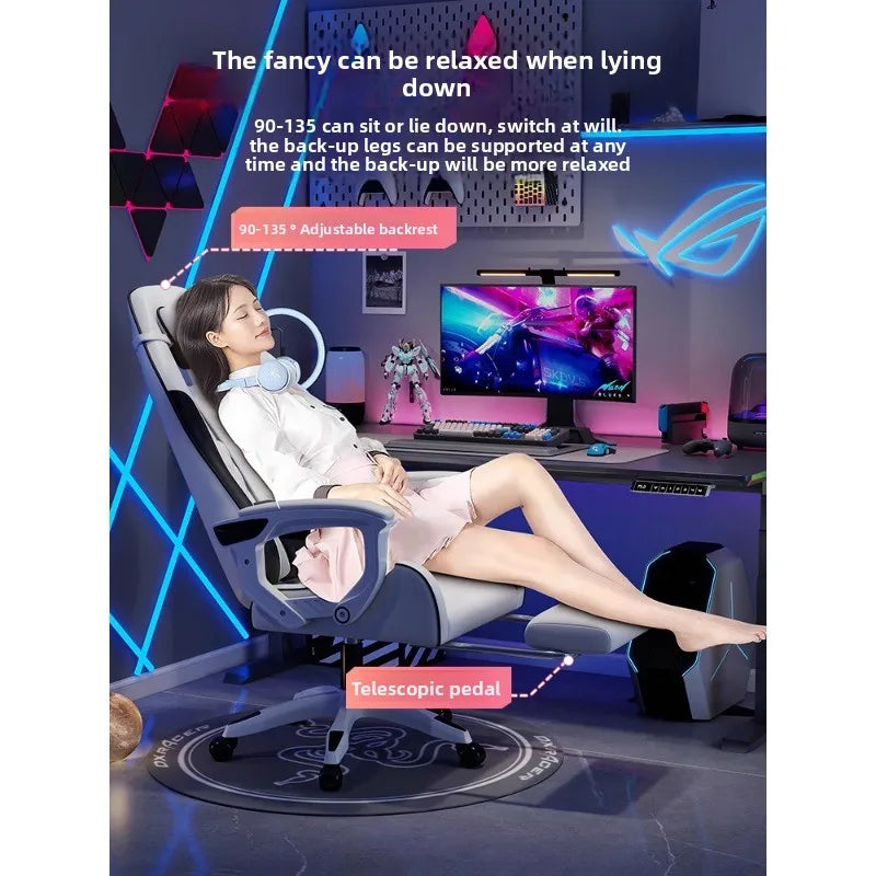 Silla gaming masculina para e-sports, cómoda para estar sentado durante períodos prolongados; silla de ordenador reclinable para momentos de ocio, con respaldo