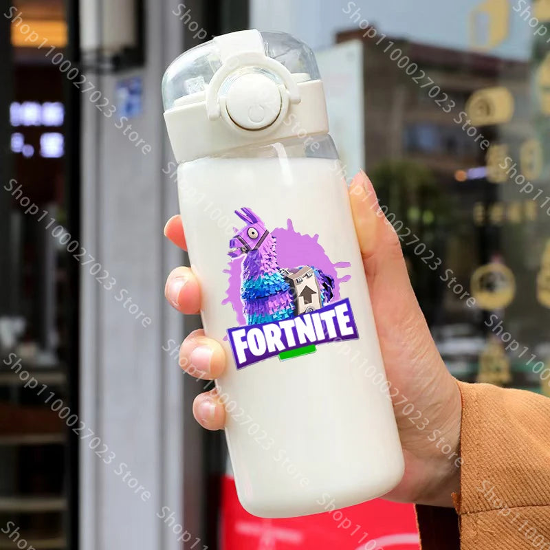 Bicchiere con cannuccia Fortnite da 400ML e 18CM per adulti, ragazzi e ragazze, graziosa tazza per acqua con motivo cartoon per studenti, bottiglia d’acqua resistente agli urti, portatile, idea regalo