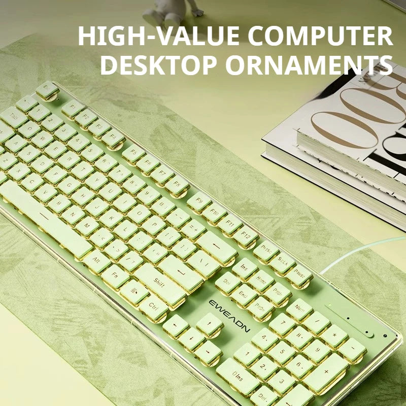 Teclado silencioso con cable EWEADN V3 para oficina y gaming, diseño de teclas tipo película, ergonómico, para Windows/portátil/PC/escritorio, accesorio de e-sports