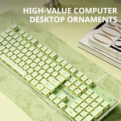 Teclado silencioso con cable EWEADN V3 para oficina y gaming, diseño de teclas tipo película, ergonómico, para Windows/portátil/PC/escritorio, accesorio de e-sports