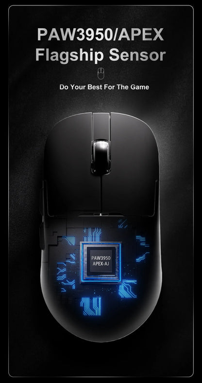 Mouse gaming Ajazz AJ159 PRO/APEX 8000Hz Rebound Rate Paw3950 con schermo a colori, supporto magnetico AJ159P per ufficio e gaming