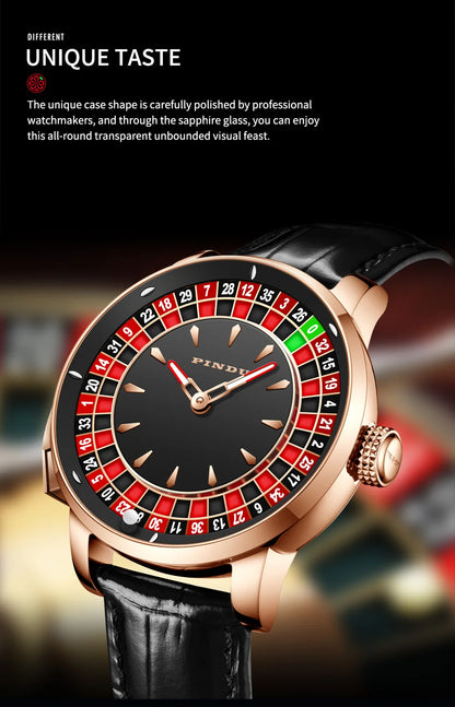 PINDU Watch Top Brand Luxury Upgraded Version Button Roulette Men's Mechanical Watch Stainless Steel NH35A Sapphire Glass Watch