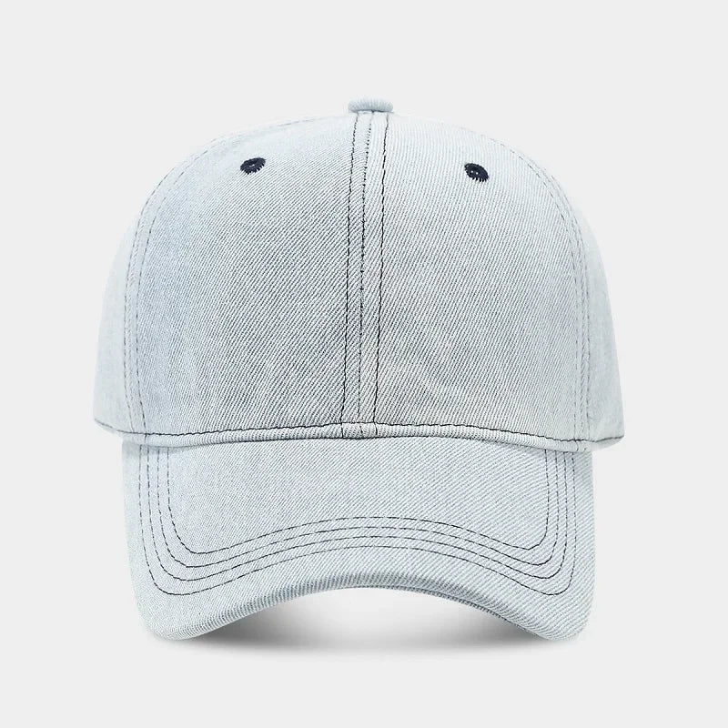 Solid color denim baseball cap for women Korean casual duckbill cap for men summer sun protection cap