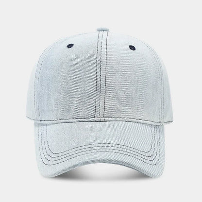 Solid color denim baseball cap for women Korean casual duckbill cap for men summer sun protection cap