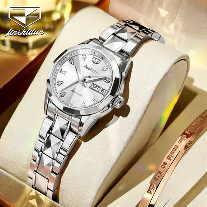 JSDUN 8995 Women Watch Mechanical Watch Waterproof Week Date Ladies Watch High Quality Luxury Original Tungsten Steel Clock
