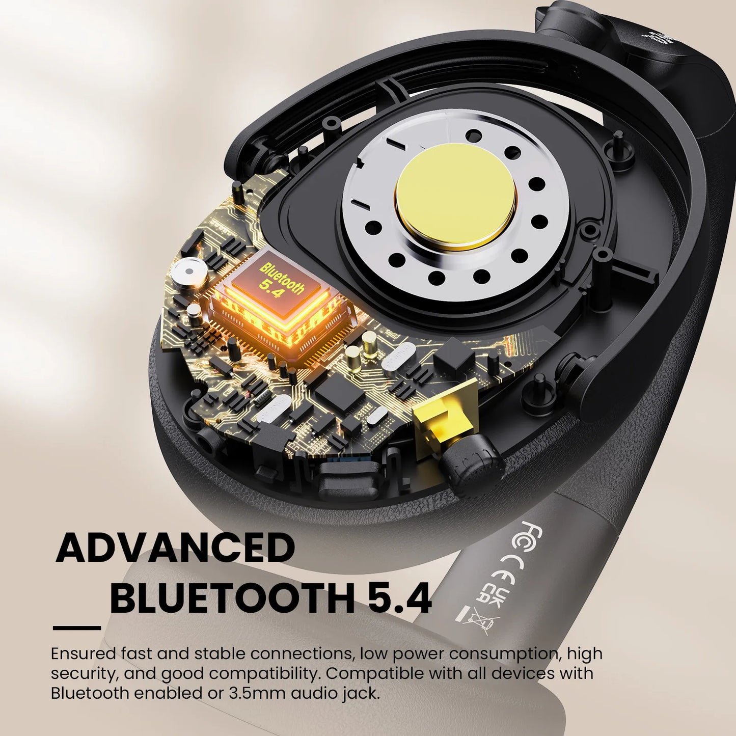 Auriculares inalámbricos Bluetooth 5.4 Oneodio SuperEQ A200 con ANC – Auriculares circumaurales con cancelación de ruido, micrófono ENC, audio Hi-Res y control desde app