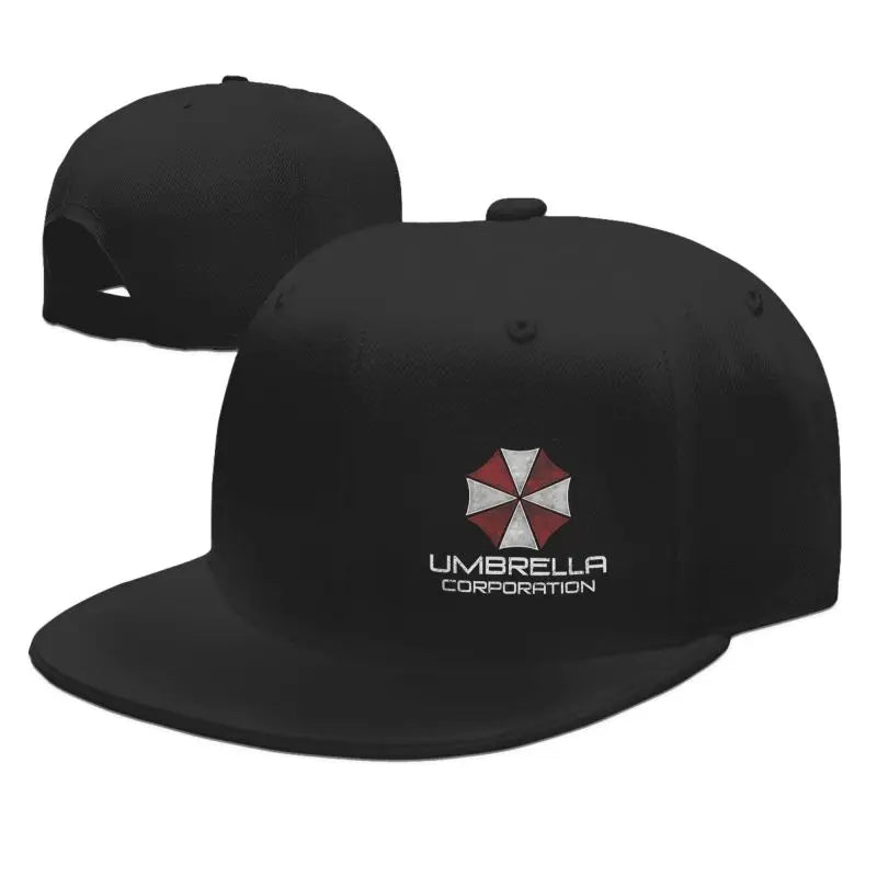 Umbrella Corporation Flat Bill Hats for Men Snapback Skull Hats Black Hat for Teens Boys Skateboard Hats Hip Hop Baseball Cap