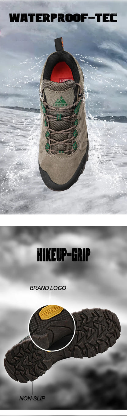 HIKEUP Scarpe da trekking in pelle di alta qualità, resistenti, da outdoor sportivo, da uomo, con lacci, per escursionismo, arrampicata e caccia