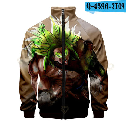 New Fashion Dragon Ball Print Stand Collar Zipper Hoodie Men Women Zipper Hoodies Jackets Long Sleeve Sport Hip Hop Sweatshirts