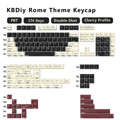 KBDiy 174 teclas/set teclas PBT GMK Apollo Double Shot minimalistas perfil ISO Cherry para teclado mecánico gaming, compatibles con MX