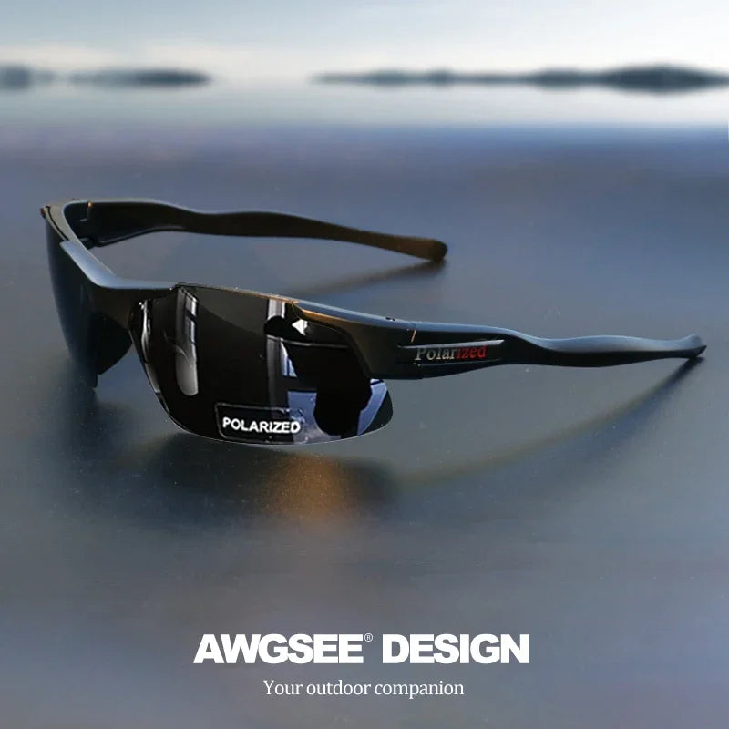 Gafas deportivas polarizadas semirremadas para hombre: montura mate resistente y lentes con revestimiento HD para golf, pesca, viajes y uso diario