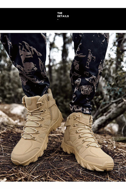 Botas tácticas mejoradas de entrenamiento de combate para hombre, calzado outdoor para camping antidesgaste de respuesta rápida, zapatillas de senderismo para pesca y caza para hombre