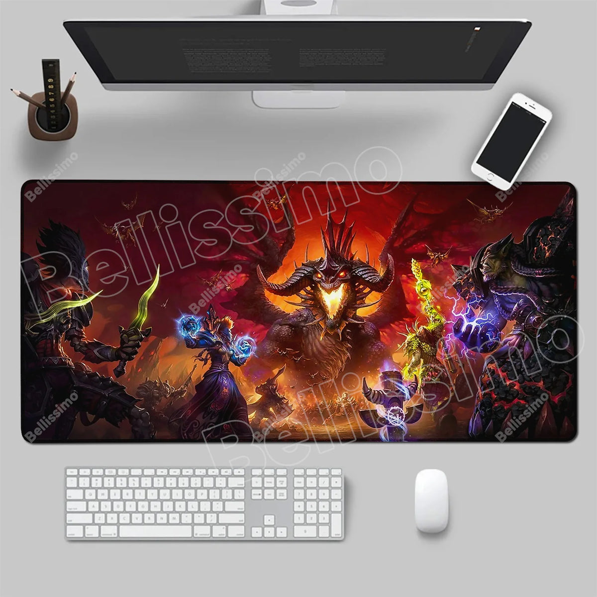 World Of Warcraft 90x40 stor gaming-musemåtte til spilbord, Csgo, naturgummimåtte, Grande Gamer, XXL computermusemåtte