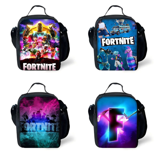 Bolsa térmica infantil aislante de gran capacidad FortniteS, popular entre gamers, para niños y niñas, estudiantes, actividades al aire libre y almuerzos reutilizable