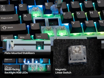 Teclado mecánico magnético EPOMAKER HE80 75% con distribución US QWERTY, hot-swap, gasket creamy, cableado, efecto Hall, DKS SOCD para PC/Mac