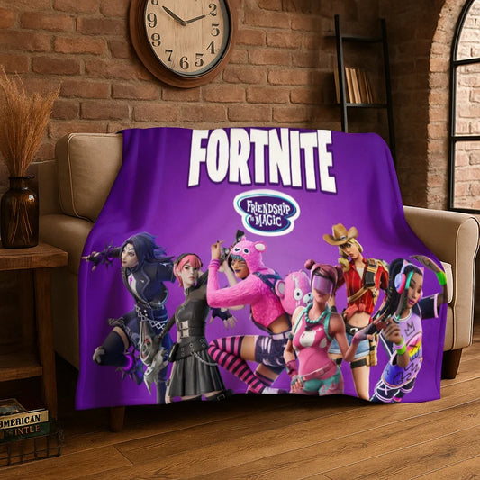Cartoon F-Fortnite Game Gamer Flannel Blanket Soft Warm Throw Blanket for Bedroom Living Room Bed Travel Camping Picnic Gift