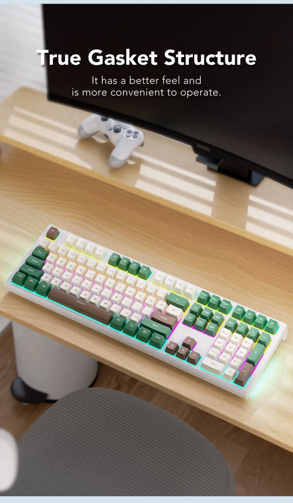 Tastiera meccanica da gaming cablata a 108 tasti con retroilluminazione RGB | Chip da gaming | Bassa latenza | Anti-ghosting | per gamer PC Win/Mac