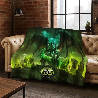Koc flanelowy WOW World of Warcraft Arthas Demon Illidan Sylvanas, przytulny miękki koc narzutowy do domu, sypialni, na łóżko i sofę, prezent