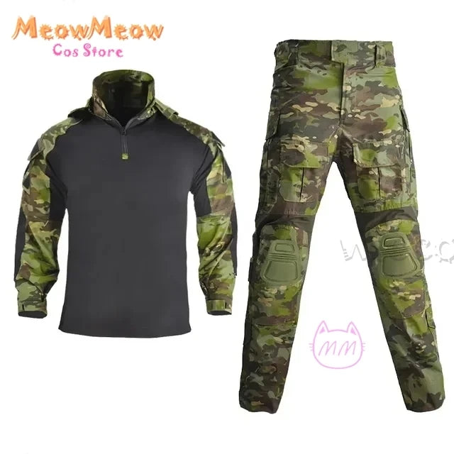 Call of Duty Ghost Cosplay Tactical Suit Combat Camo Uniform Black Blue Military Training Game Style Coat Halloween Party Outfit