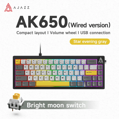 New AJAZZ AK650 Wireless Mechanical Keyboard Bluetooth Triple Mode Customized Game Gasket with Screen Gaming Wired Gift