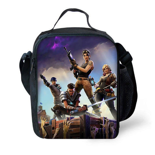 Bolsa térmica infantil grande Hot Game F-FortniteS con aislamiento, de gran capacidad, para niño, niña y estudiante, pícnic al aire libre, reutilizable, tipo nevera para almuerzo