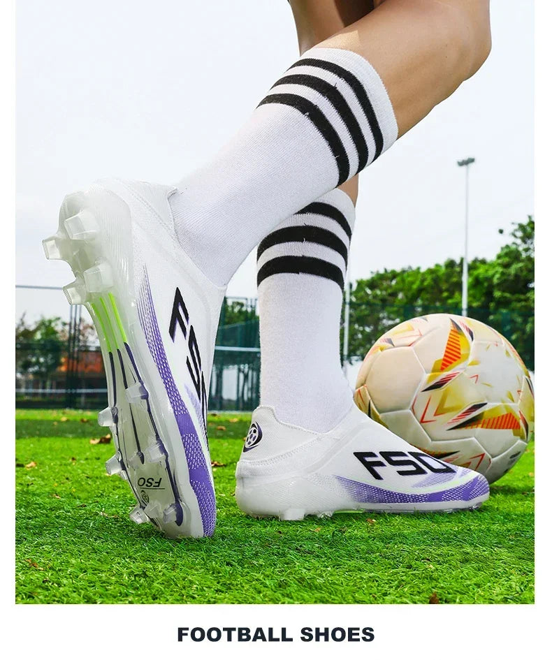 New Men Soccer Shoes Grass Cleats High-quality Match Outdoor Football Boots Non-Slip Boys Sneakers Hot-selling High-top Light