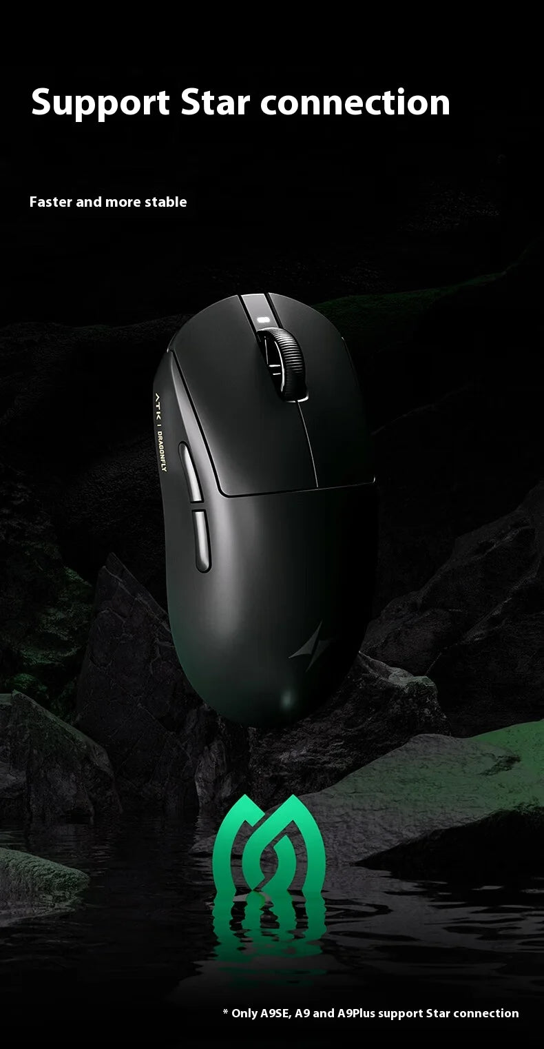 Ratón gaming inalámbrico ATK A9 Ultra Tri Mode 8K 53g ligero A9/A9 SE/A9 Plus/A9 Pro para PC e-sports, regalo personalizado