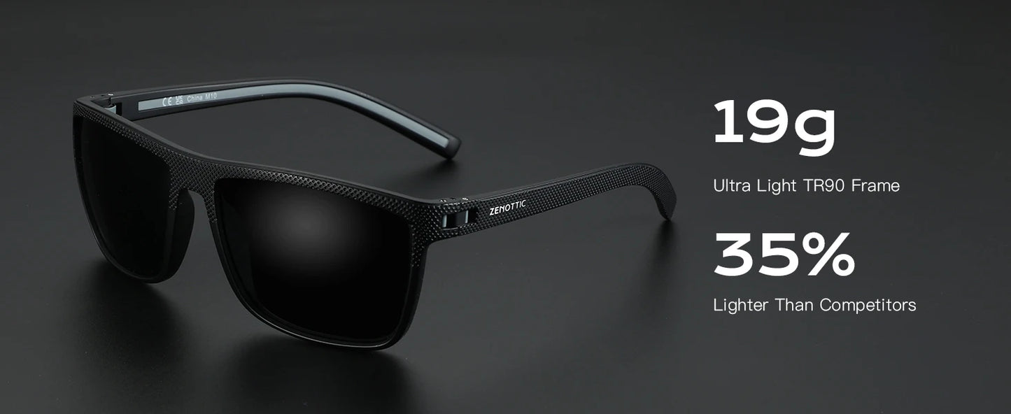 ZENOTTIC Polarized Sunglasses for Men Lightweight TR90 Frame UV400 Protection Square Sun Glasses