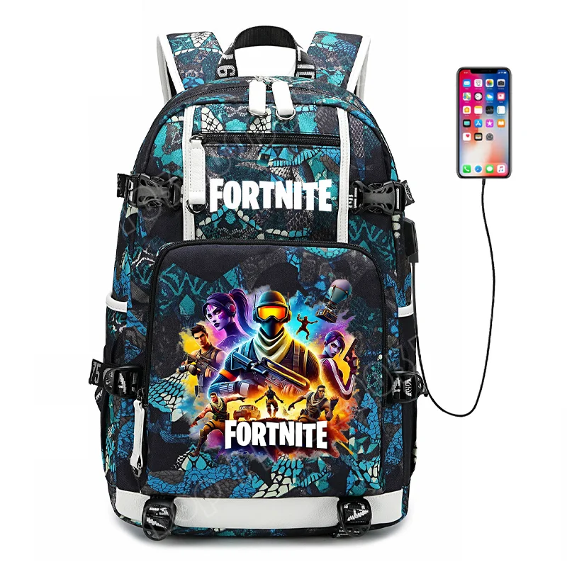 Zaino scolastico Fortnite con stampa gaming per ragazzi e ragazze, grande capacità, impermeabile, leggero e resistente, regalo di compleanno