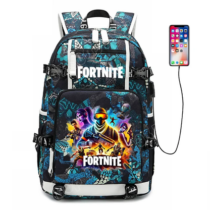 Zaino scolastico Fortnite con stampa gaming per ragazzi e ragazze, grande capacità, impermeabile, leggero e resistente, regalo di compleanno