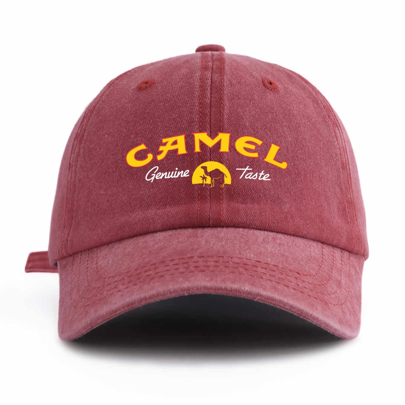 1pc CAMEL Print Washed Baseball Cap for Adults,Minimalist Retro Style Casual Soft Adjustable Dad Hat,Perfect As Gift