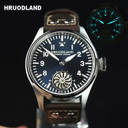 Hruodland Pilot St3620 Retro Men's Manual Mechanical Watch Luxury Sapphire Bgw-9 Night Light Turbine Waterproof 5Bar Reloj Hombr