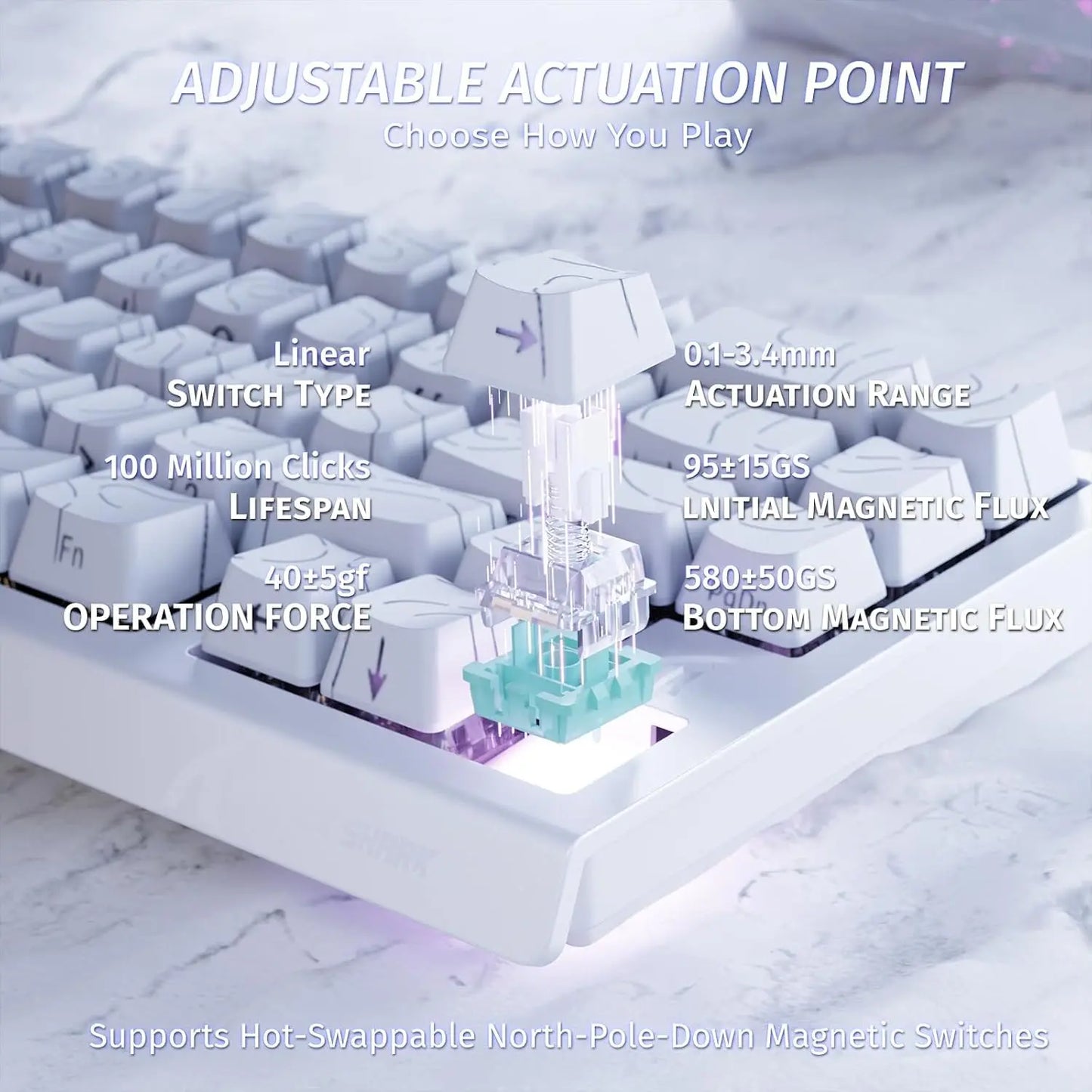 Teclado gaming mecánico ATTACK SHARK X68 HE Rapid Trigger 60% con cable, actuación ajustable, interruptor magnético Hall Effect, 8KH