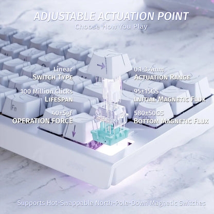 Teclado gaming mecánico ATTACK SHARK X68 HE Rapid Trigger 60% con cable, actuación ajustable, interruptor magnético Hall Effect, 8KH