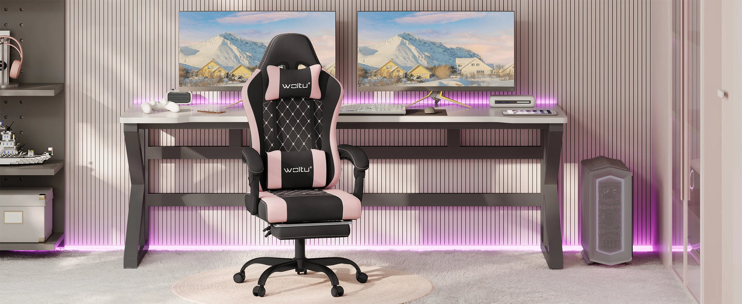 Silla de ordenador giratoria WOLTU con función de masaje, silla de oficina ergonómica con almohada y reposapiés, silla gaming ajustable en altura