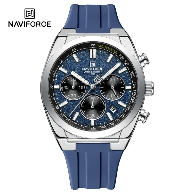 Relógio de pulso para homem NAVIFORCE – Estilo luxuoso e desportivo, movimento de quartzo, indicação de 24 horas, janela de data, cronógrafo, resistente à água – Ideia de presente para homem