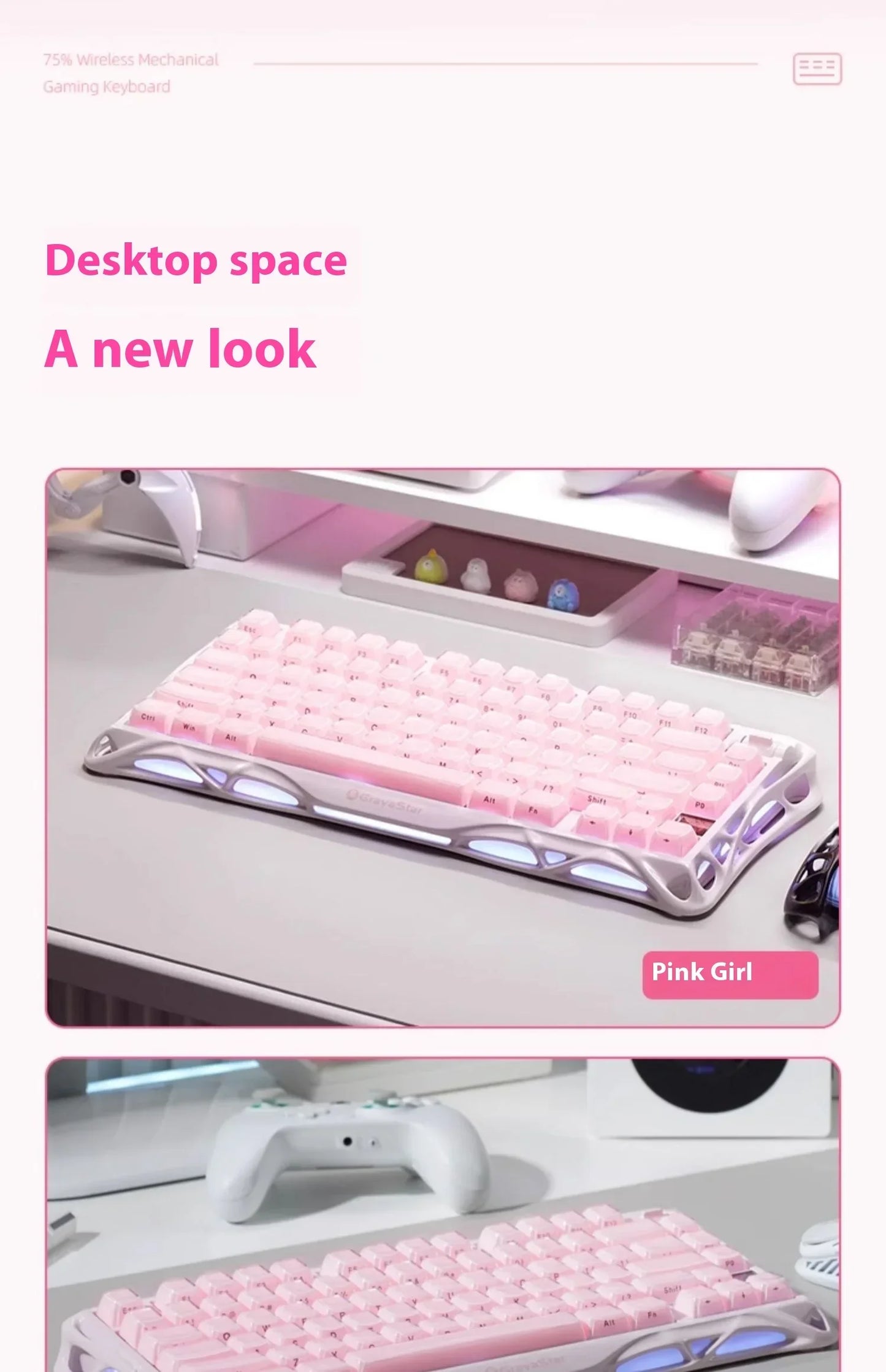 Mercury K1 Grava Star Breaking 75 RGB Mechanical Keyboard Gaming Bluetooth 2.4G Wired RGB Hotswap Gamer Non-contact Keyboard