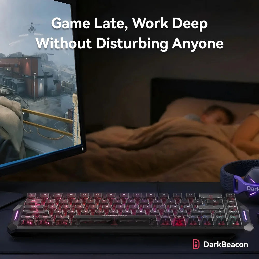 DarkBeacon Blade 68 RGB: tastiera meccanica silenziosa da gaming, con sostituzione a caldo, cablata, N-Key Rollover, compatta al 65% per giocatori su PC