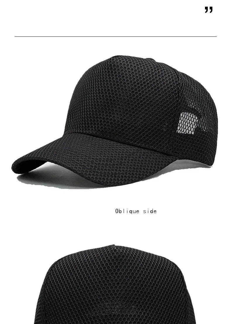 60-64cm Big Head Mesh Breathable Baseball Cap Men And Women Thin Section High Top Hat Outdoor Sunscreen Sun Hat Duck Tongue Hat