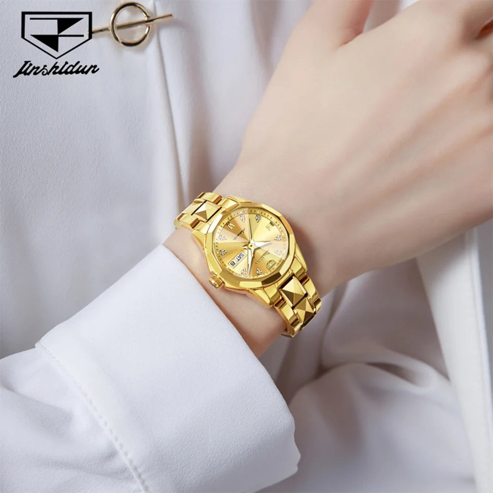 JSDUN 8995 Women Watch Mechanical Watch Waterproof Week Date Ladies Watch High Quality Luxury Original Tungsten Steel Clock