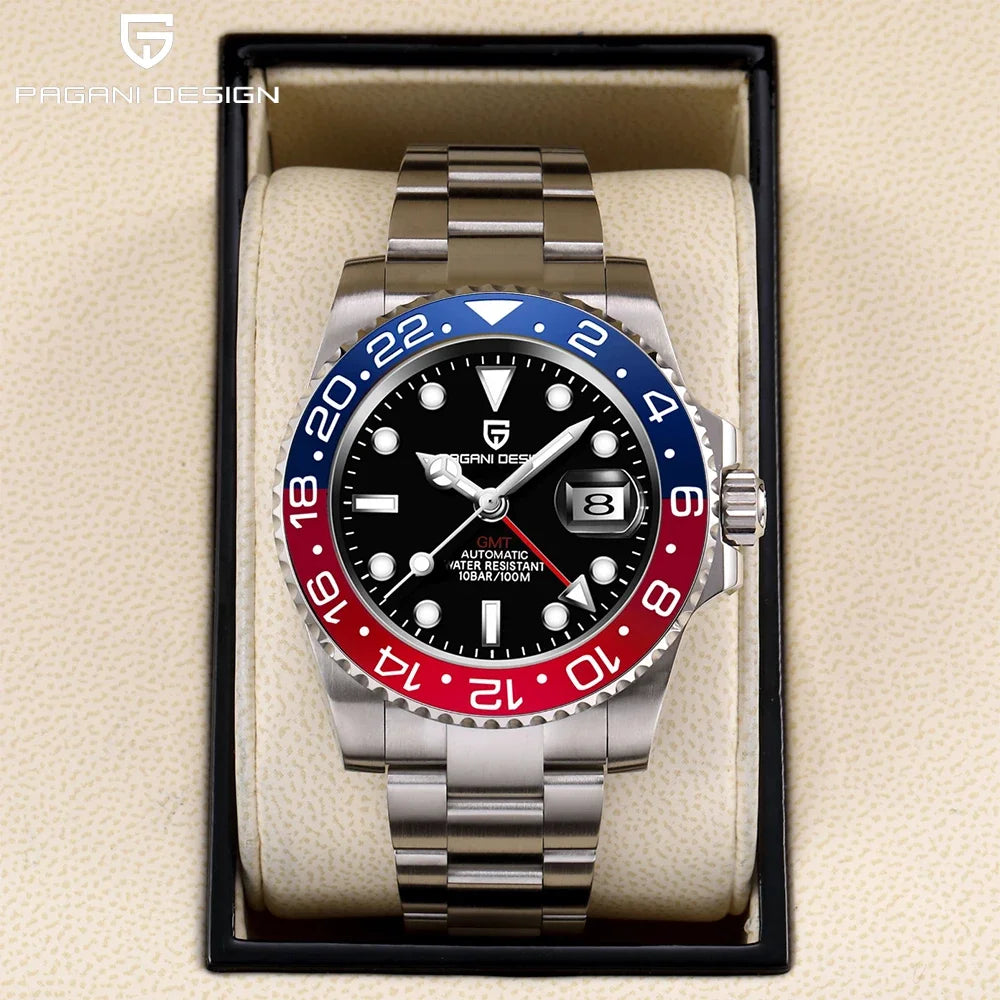 New 1662 PAGANI DESIGN GMT Automatic Watch 40mm Men's Wristwatch Top Brand 100M Waterproof Mechanical Wristwatches for Men Cloc